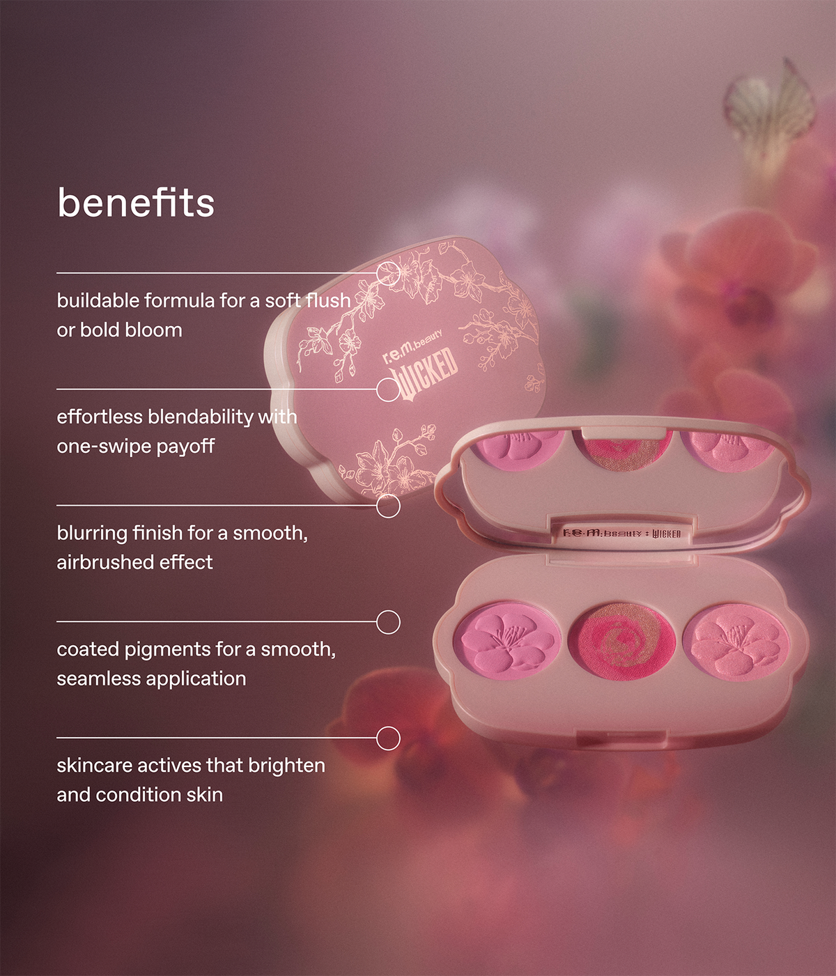 r.e.m. beauty x Wicked: For Good couldnt be lovelier blush set
